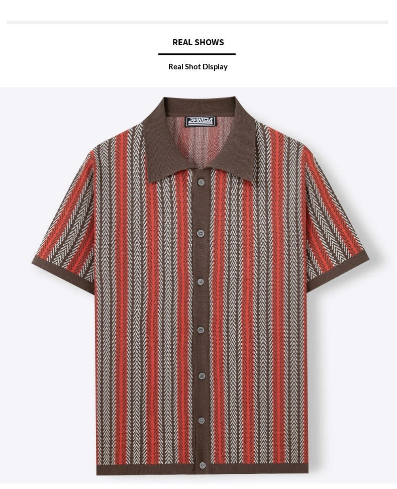 St Kilda | Striped Jacquard Knit Shirt